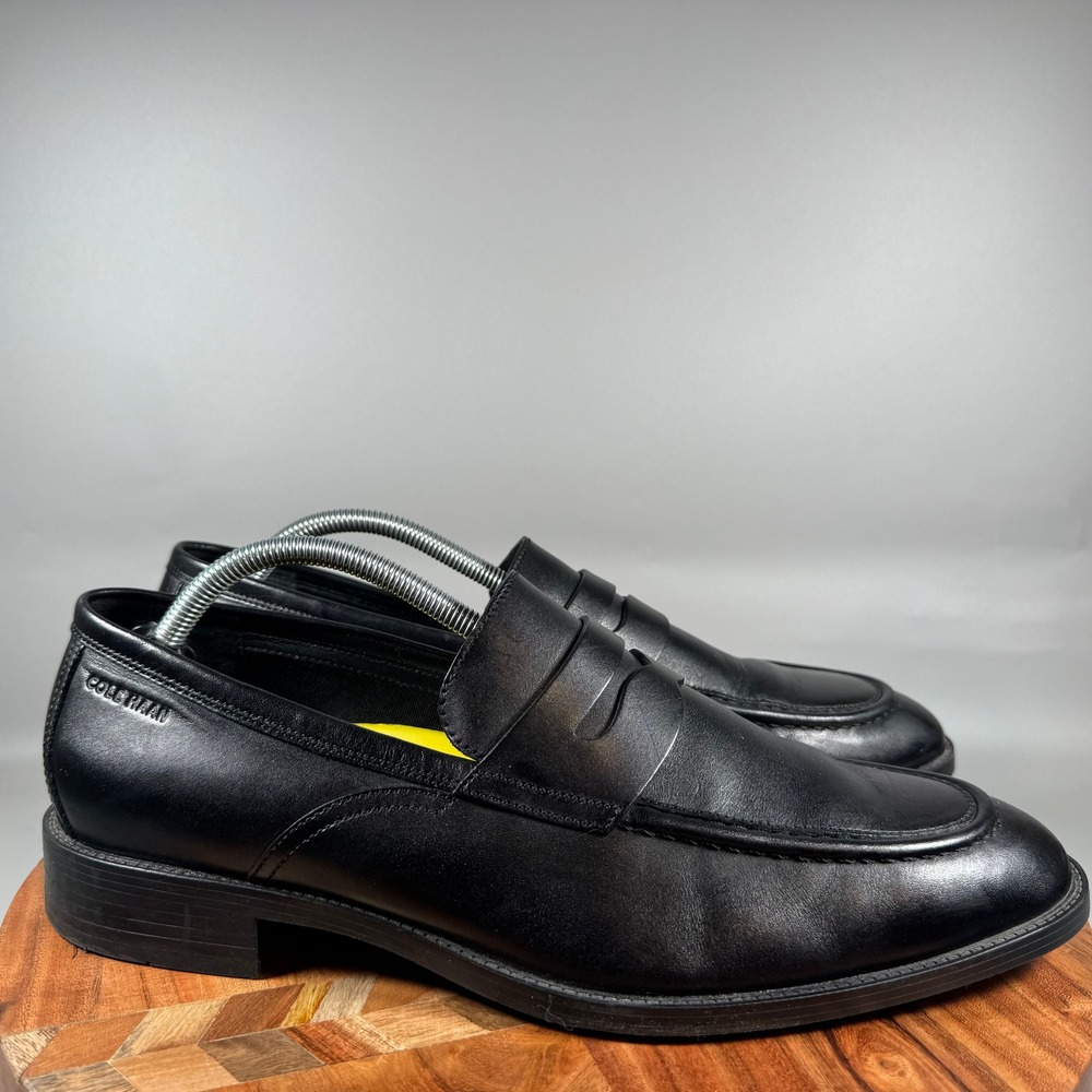 Cole Haan Mens C33223 Black Leather Penny Loafers 10.5 M Slip On Dress Shoes